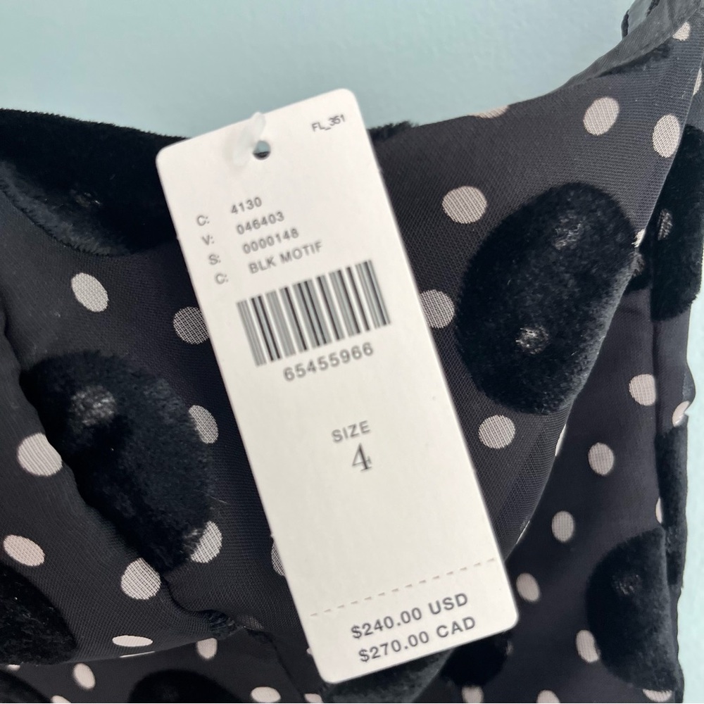 Anthropologie Hutch NWT Velvet Maxi Dress Size 4 Black White Polka Dot Strapless - Picture 10 of 16